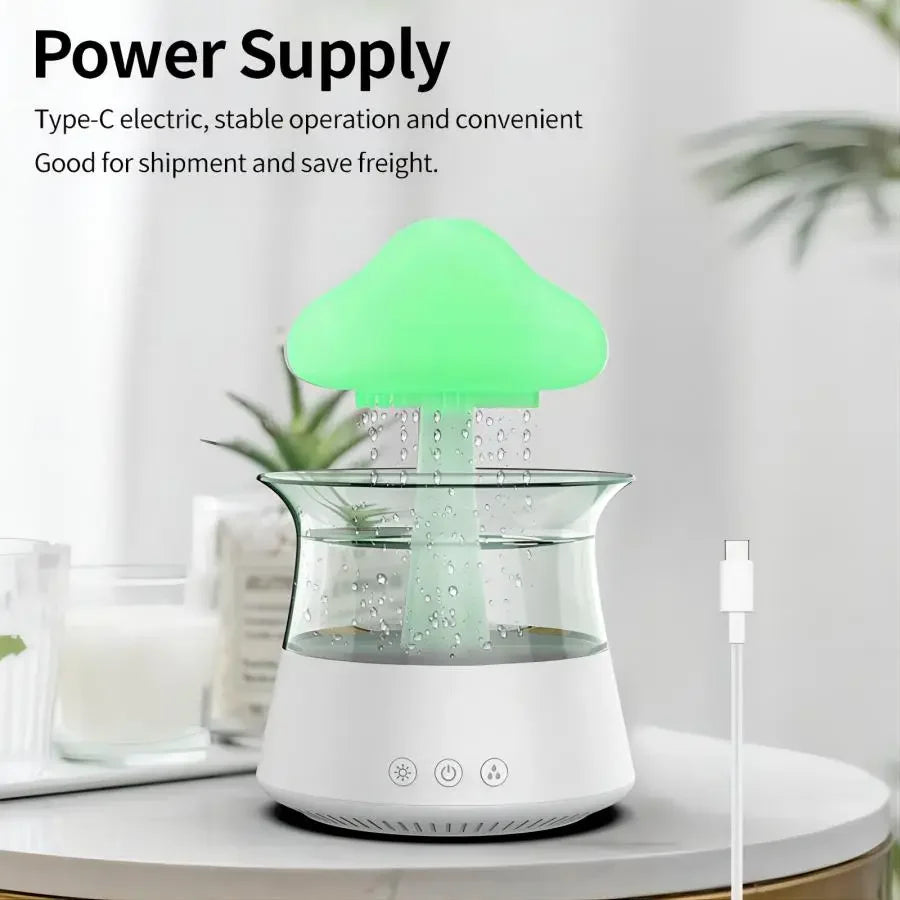 Cloud Rain Diffuser: Ultrasonic Aromatherapy Humidifier with Colorful Lamp