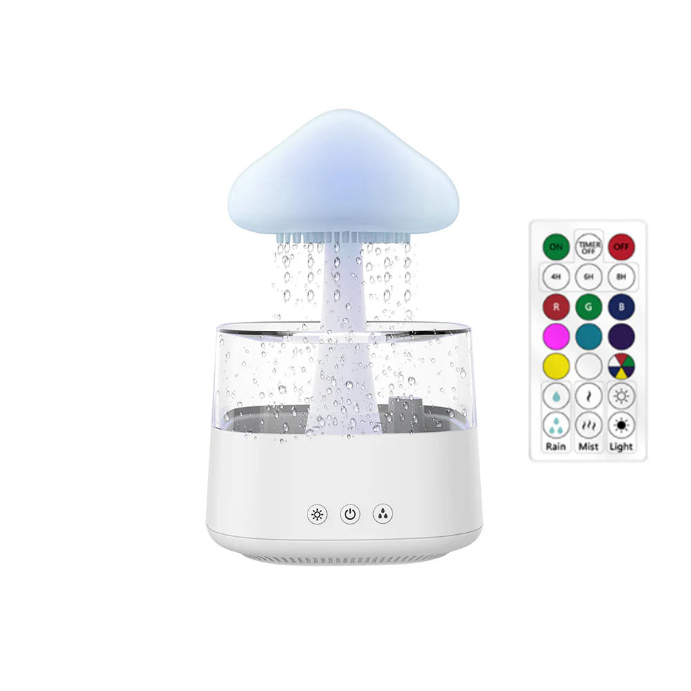 Cloud Rain Diffuser: Ultrasonic Aromatherapy Humidifier with Colorful Lamp